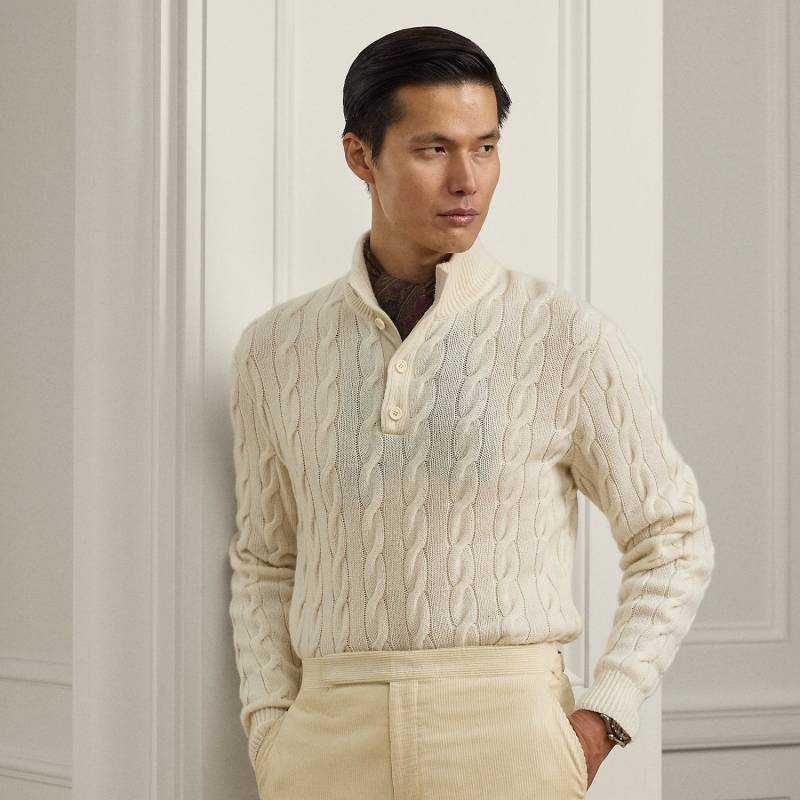 Kaschmirpullover mit Zopfmuster von Purple Label