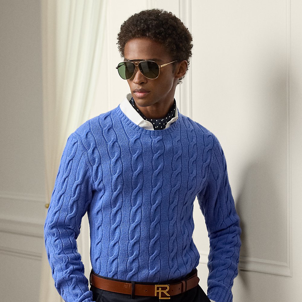 Kaschmirpullover mit Zopfmuster von Purple Label