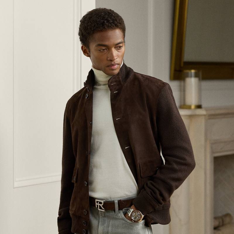 Kaschmirstrickjacke mit Wildleder von Purple Label