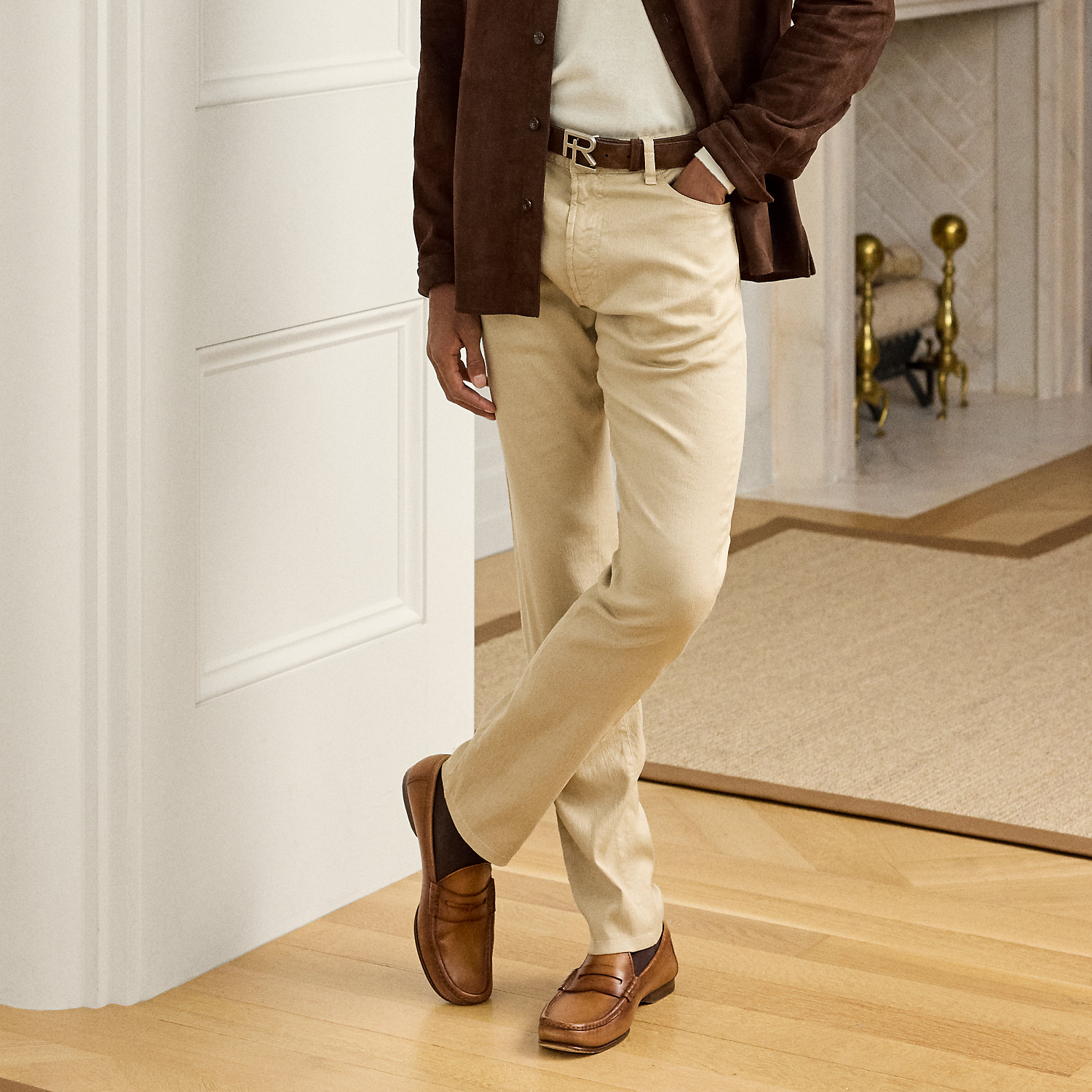 Slim-Fit Stretchjeans mit Leinen von Purple Label