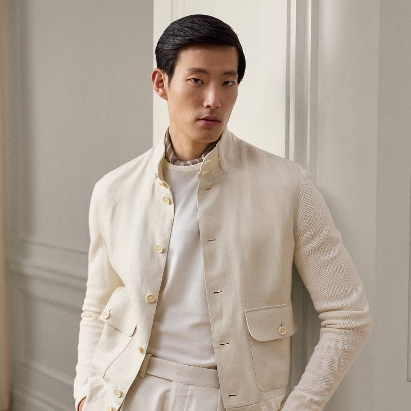 Strickjacke mit Leinenbahnen von Purple Label