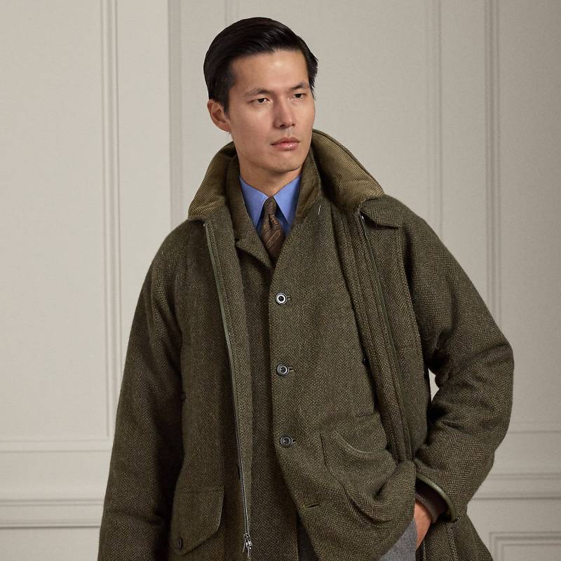 Woll-Kaschmir-Jacke mit Fischgratmuster von Purple Label