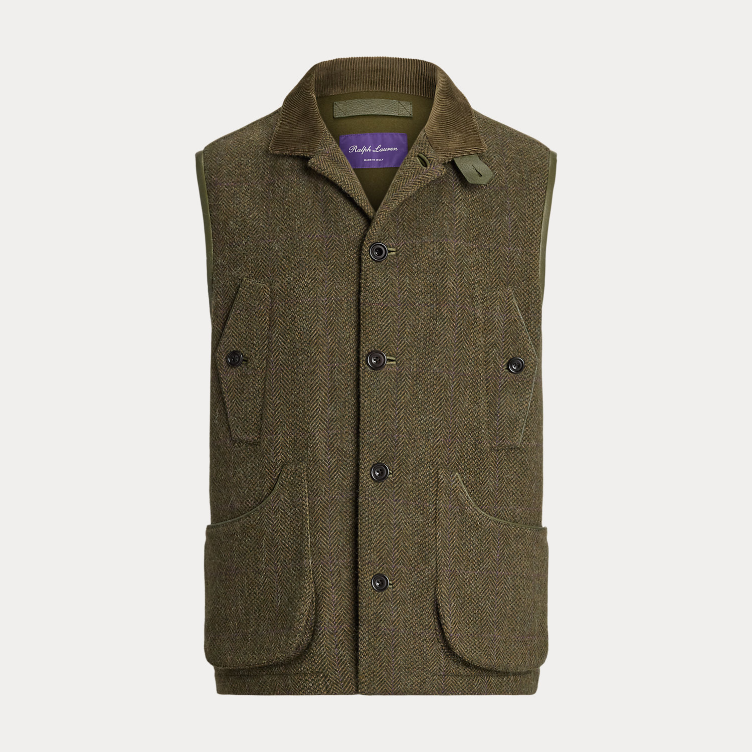 Woll-Kaschmir-Weste mit Fischgratmuster von Purple Label