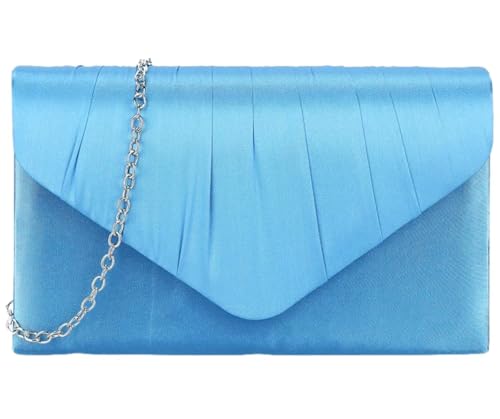 Purple Possum Satin Envelope Clutch Bag Blue Evening Bag Ladies Shoulder Bag Prom Wedding von Purple Possum