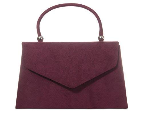 Purple Possum UK Burgunderrote Handtasche, Wildlederimitat, weinfarben, Abendtasche, kleiner Umschlag oben Griff, Handtasche für Damen, Weinrot, Burgunderrot, Weinrot, Rot, Small von Purple Possum UK