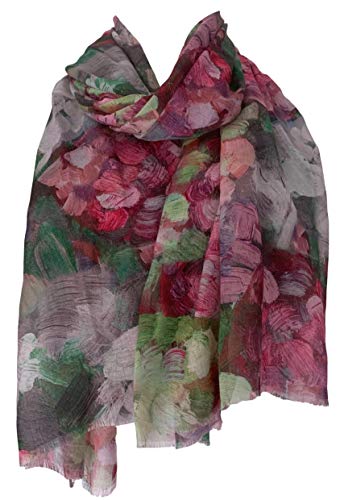 Purple Possum® Damen-Schal mit Blumenmuster, Rosa / Grün, abstrakte Blumen, groß, Kirschrot, Limettengrün, Rosa, Grün, 42 von Purple Possum