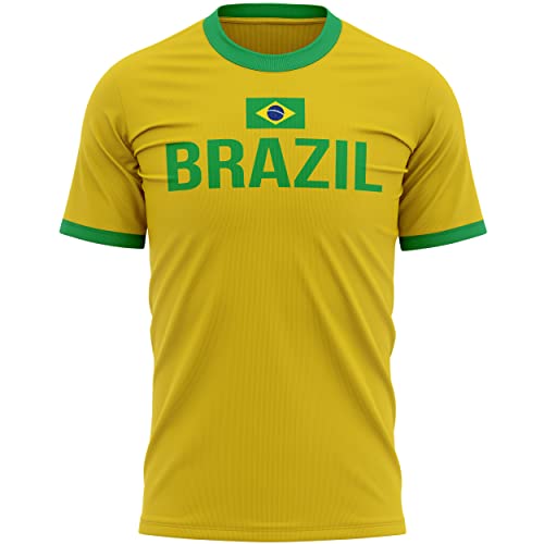 Purple Print House Herren-T-Shirt, Brasilien-Fußball-Fans, Brasilien-Landflagge, Top, gelbes und grünes Fußball-T-Shirt, gelb / grün, S Purple Print House Herren-T-Shirt, Brasilien-Fußball-Fans, Brasilien-Landflagge, Top, gelbes und grünes Fußball-T-Shirt, gelb / grün, S von Purple Print House