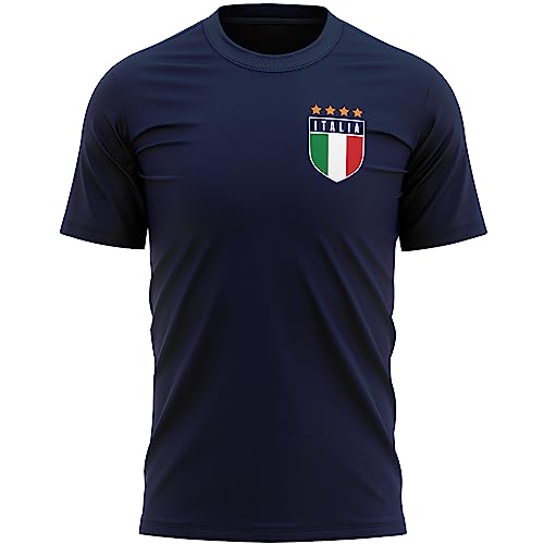 Italia Shirts für Herren, Italien-Flagge, Retro-T-Shirt, Fußball-Land-Fans, italienisches Rugby-Fußball-Top, navy, L von Purple Print House