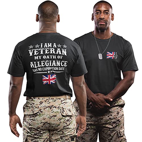 Purple Print House British Army Veteran T Shirt Herren – Ex Streitkräfte Marine Navy Air Force Geschenk für Ihn Geburtstag Weihnachten – Union Jack Flagge Top Grandad Dad, Schwarz , XL von Purple Print House