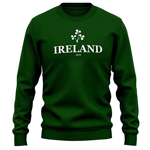 Purple Print House Irland 1879 Herren-Sweatshirt, Rugby-Fans, irisches Kleeblatt, Pullover, Nationen-Pullover, Flaschengrün, XXL von Purple Print House