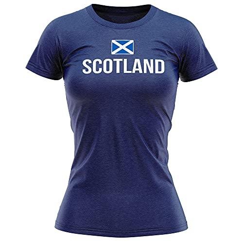 Purple Print House Schottland-Fußballtrikot für Damen, Schottland-Flagge, Fußball-T-Shirt – Fußball-Land, Geschenke für sie – einzigartiges Fußball-Top Gr. Large, navy von Purple Print House