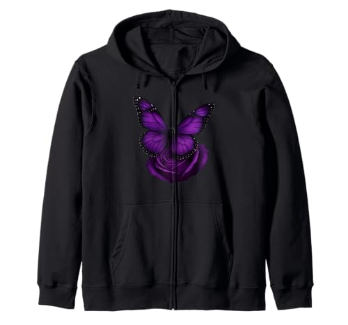 Schöner Schmetterling Lila Rose Schmetterling Liebhaber Geschenke Frauen Kapuzenjacke von Purple Rose Butterfly Lovers Gifts Women