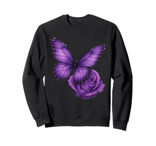 Schöner Schmetterling Lila Rose Schmetterling Liebhaber Geschenke Frauen Sweatshirt von Purple Rose Butterfly Lovers Gifts Women