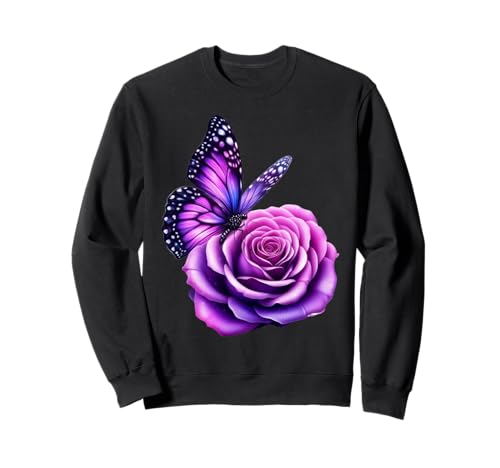 Schöner Schmetterling Lila Rose Schmetterling Liebhaber Geschenke Frauen Sweatshirt von Purple Rose Butterfly Lovers Gifts Women