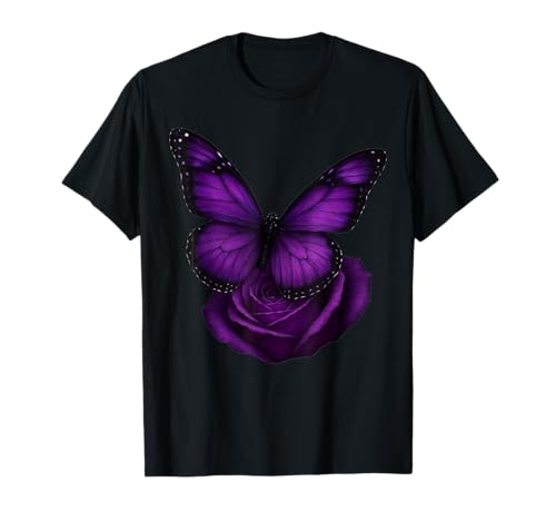 Schöner Schmetterling Lila Rose Schmetterling Liebhaber Geschenke Frauen T-Shirt von Purple Rose Butterfly Lovers Gifts Women