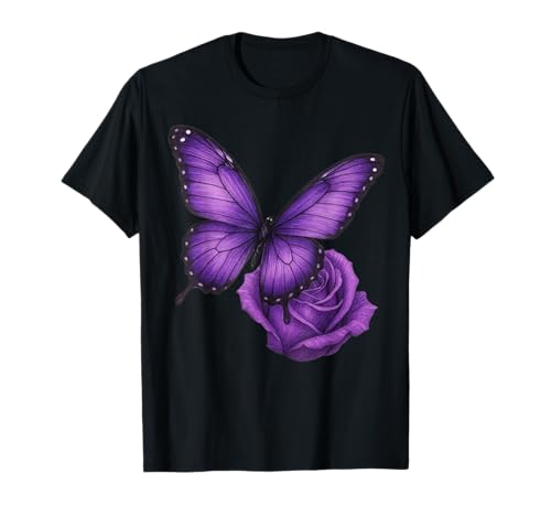 Schöner Schmetterling Lila Rose Schmetterling Liebhaber Geschenke Frauen T-Shirt von Purple Rose Butterfly Lovers Gifts Women