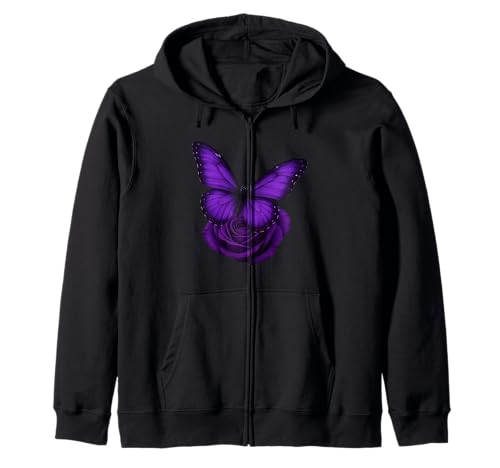 Schöner Schmetterling lila Rose Schmetterling Liebhaber Frauen Kapuzenjacke von Purple Rose Butterfly Lovers Women