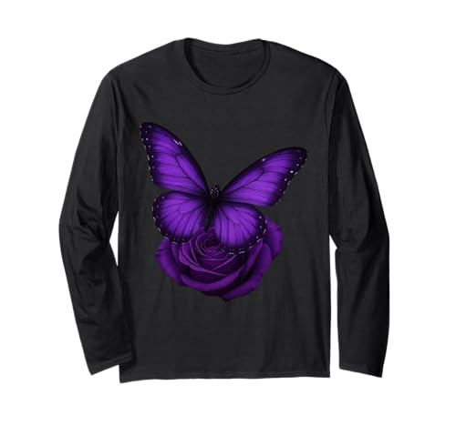 Schöner Schmetterling lila Rose Schmetterling Liebhaber Frauen Langarmshirt von Purple Rose Butterfly Lovers Women