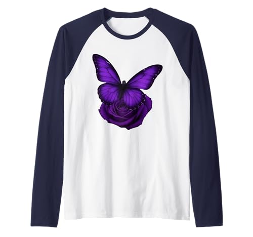 Schöner Schmetterling lila Rose Schmetterling Liebhaber Frauen Raglan von Purple Rose Butterfly Lovers Women