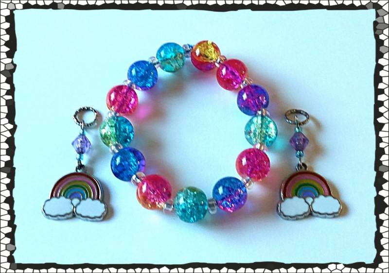 Regenbogen Knistern Glasperlen Armband, Fun Sparkle von PurpleCatAidCharms