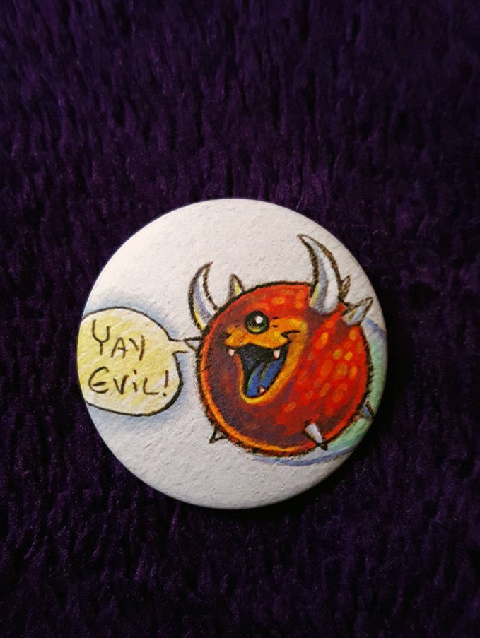 Cacodemon "Yay Evil" Button Pin | Doom Badge Demon Fanart Games + Sticker Addons von PurpleCoffeeCafe