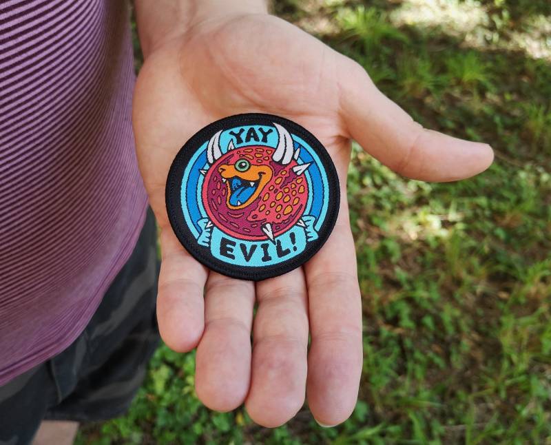 Yay Evil | Iron-On Cloth Patch Cacodemon Fabric Badge + Sticker Addon von PurpleCoffeeCafe