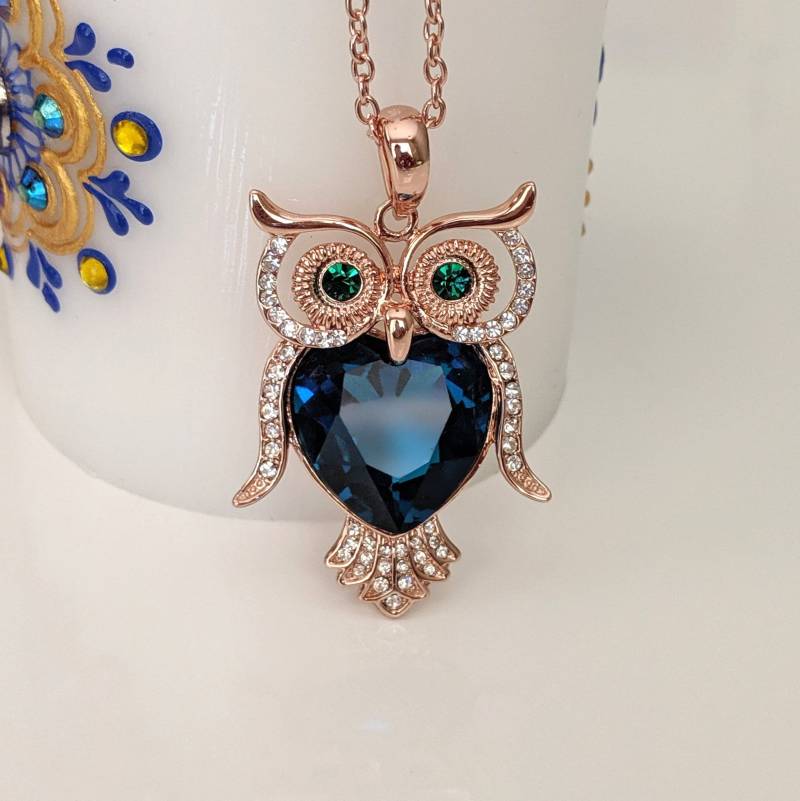 Blaue Eule Lange Halskette Für Frauen, Herzförmige Geburtstagsgeschenk, Schmuck Geschenk Frau Blaue Eule Lange Halskette Für Frauen, Herzförmige Geburtstagsgeschenk, Schmuck Geschenk Frau von PurpleDewDesign