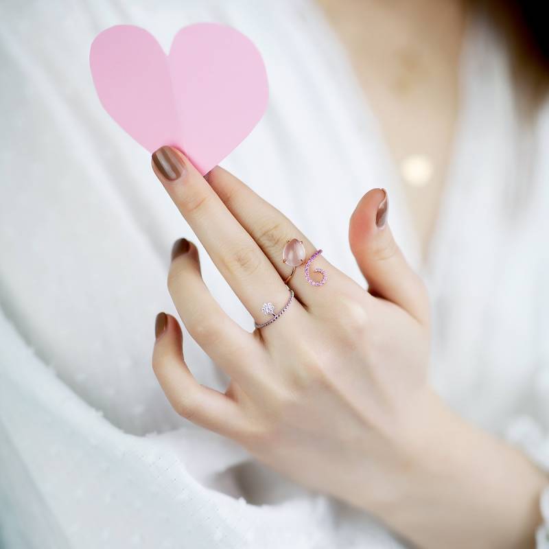 14K 18K Gold Rosa Saphirquarz Ring, Edelstein Cluster Birthstone Ring Benutzerdefinierte Personalisierte Purplemay R048 von PurpleMayJewellery