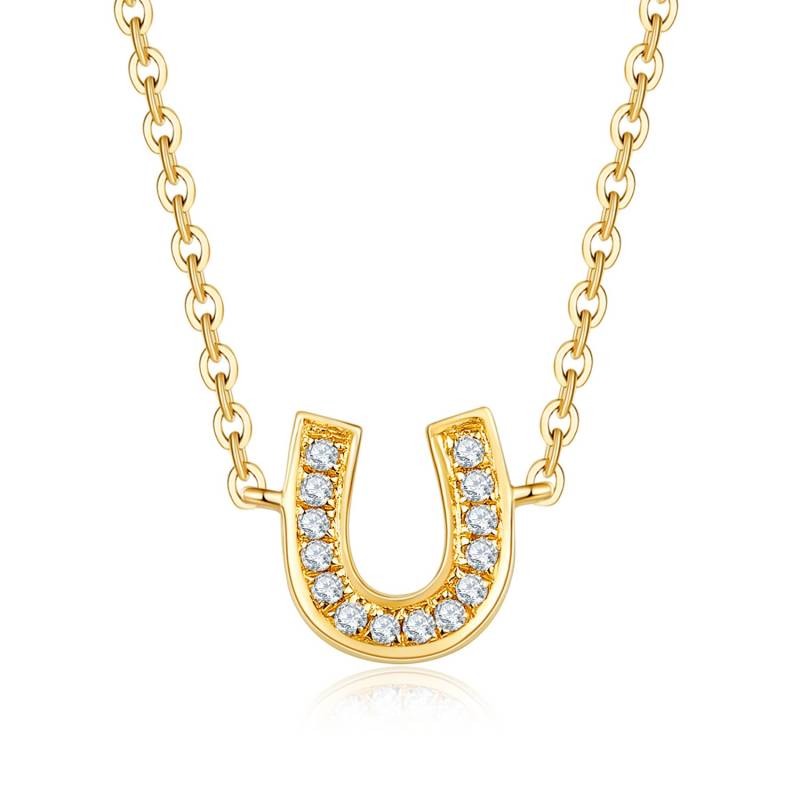 14K 18K Gold U-Form Diamant Anhänger Halskette, Zierliche Stapeln Layered Halskette Geschenk Für Sie, Purplemay P014 von PurpleMayJewellery