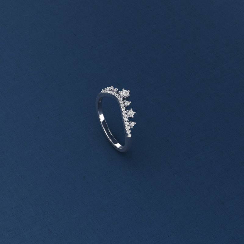 Gekrönt | 14K Solid Gold Krone Gebogen Halbe Ewigkeit Ehering, Moissanite Ehering, Brautversprechen Passende Band-Lucis020B von PurpleMayJewellery