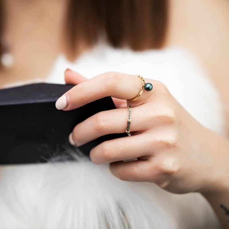 Handgemachter Schmuck, 14K 18K Solid Gold, Schwarzer Diamant Bambus Ring, Stapelring Ehering, Modering, Personalisierter Purplemay-R096 von PurpleMayJewellery