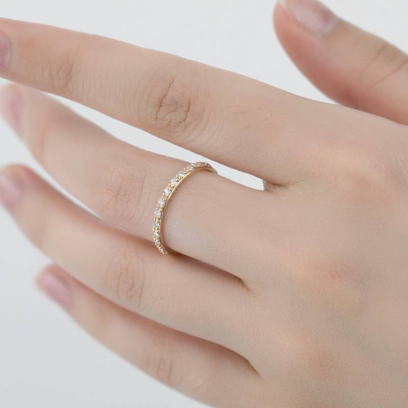 Handgemachter Schmuck, 14K 18K Solid Gold Eternity Diamant Ring, Stapelbarer Zierliche Stapeln Ehering, Paarringe, R001 von PurpleMayJewellery