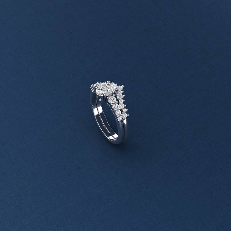 Handgemachter Schmuck, 14K Solid Gold Oval Cut Verlobungsring Halb Eternity Ring Set, Moissanite Ehering, Braut Versprechen Band-Lucis015Ab von PurpleMayJewellery