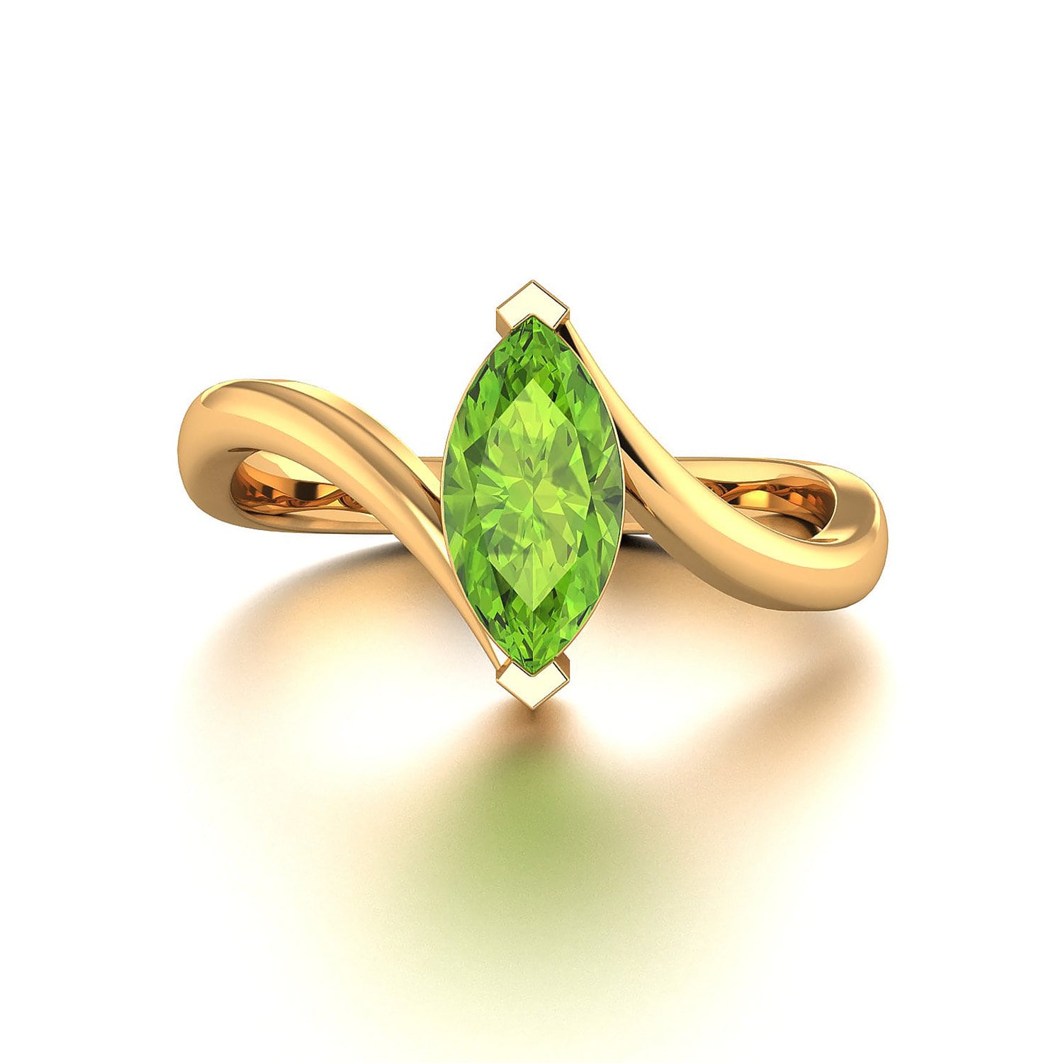 Handgemachter Schmuck, 18K 14K Gold, Natürlicher Peridot Marquise Form Ring, Verlobungsring, Ehering, Purplemay R124 von PurpleMayJewellery