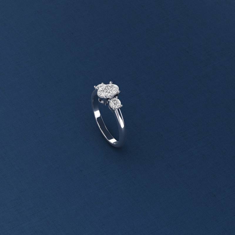 Handgemachter Schmuck, Moirae | 18K 14K Solid Gold 3 Stein Trilogy Verlobungsring, Moissanite Ehering, Brautversprechen Passendes Band-Lucis012A von PurpleMayJewellery