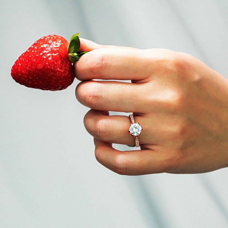 Lebensadern | 18K 14K Solid Gold Runde Brilliant Cut Moissanite Verlobungsring, Ehering, Brautversprechen Passendes Band-Lucis046 von PurpleMayJewellery