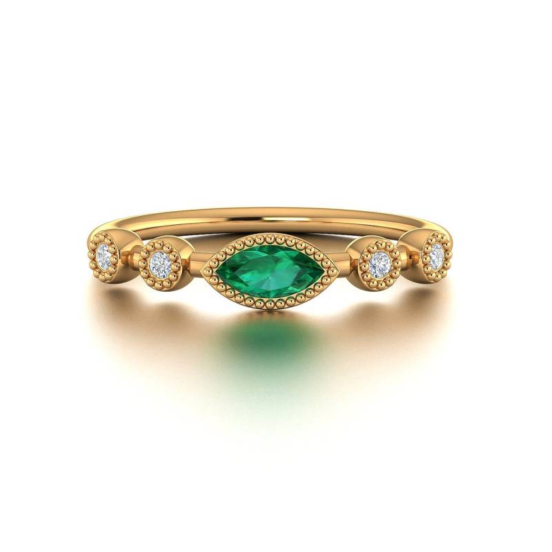 Marquise Ring - Smaragd Ring, Personalisierte Edelstein 14K 18K Solid Gold Goldring, Benutzerdefinierte Goldring von PurpleMayJewellery