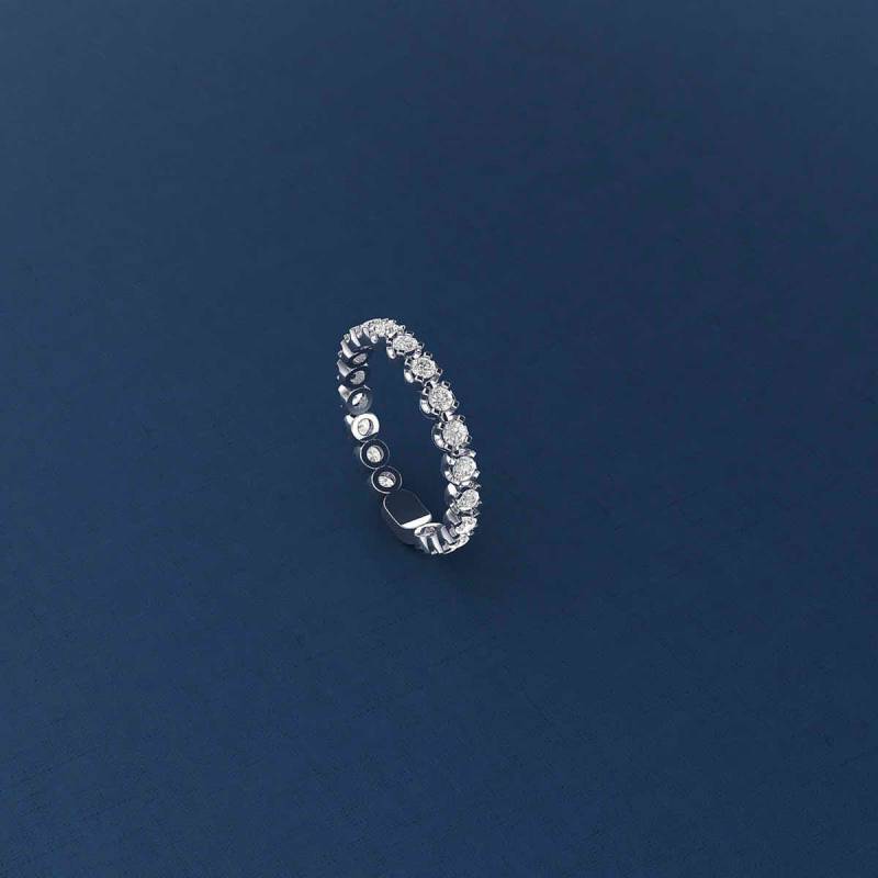 Schimmer | 18K 14K Solid Gold Float Setting Eternity Moissanite Ehering, Brautversprechen Passendes Band-Lucis005 von PurpleMayJewellery