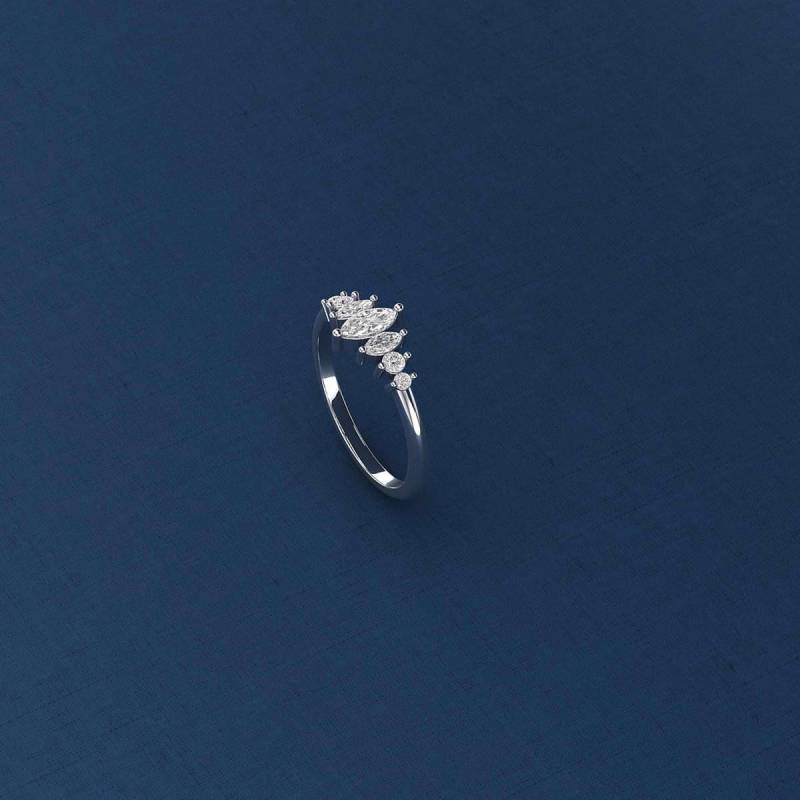 Serein | 18K 14K Solid Gold Marquise Moissanite Engagement Ring, Ehering, Brautversprechen Passendes Band Lucis022 von PurpleMayJewellery