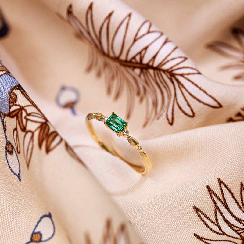 Smaragdschliff Ring - 14K 18K Solid Goldring, Birthstone Ring, Smaragd Versprechen Minimalist Feiner Schmuck von PurpleMayJewellery