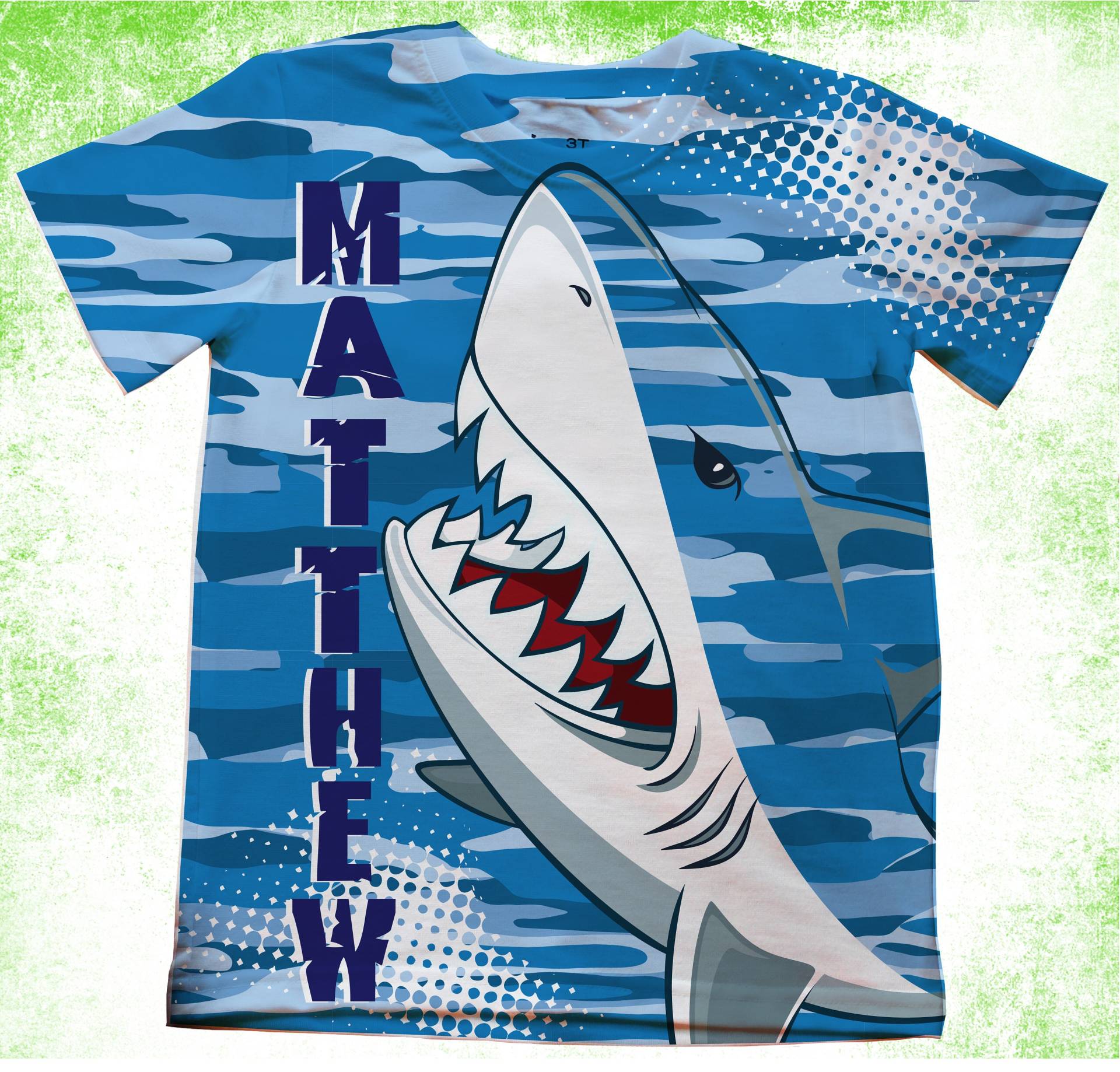 Hai Geburtstag Shirt/Personalisierte Ozean Party T-Shirts/Kindergeburtstag Shirts/Onesie®Jugend Und Erwachsene Shirts/Camo Shark T-Shirt von PurpleRoseHouse