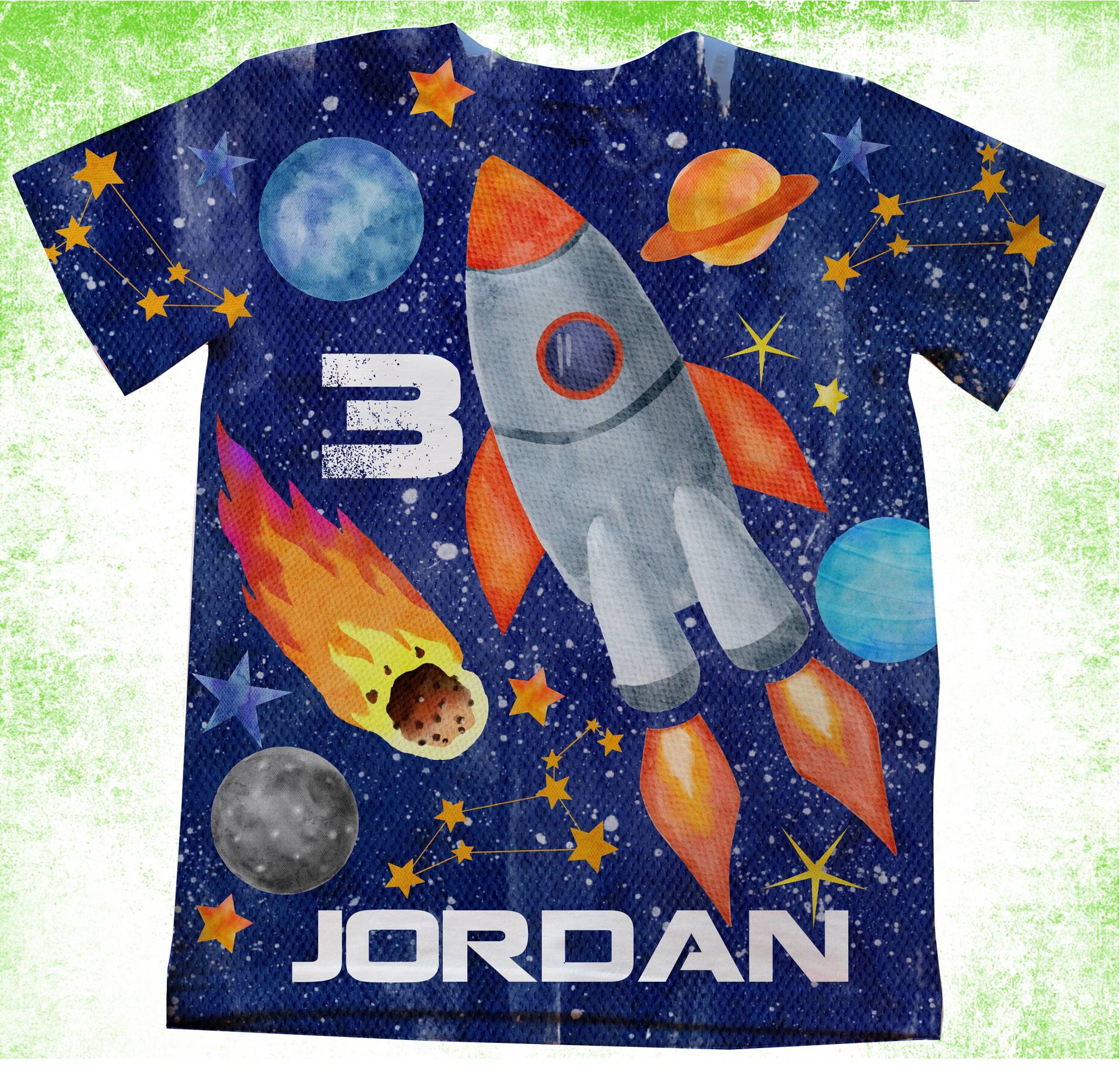 Weltraum Geburtstag Shirt, Rakete Jungen Galaxy Thema von PurpleRoseHouse