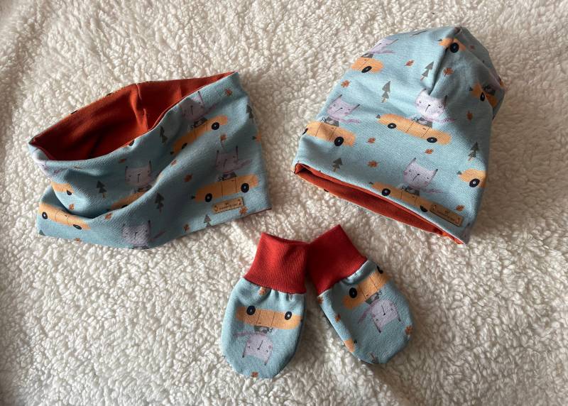 Beanie, Loop, Handschuhe, Catcar, Unisex, Mütze, Halssocke, Outdoor von PurpleSewingMachine