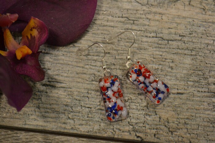 4. Juli Ohrringe Aus Fusing Glas Rot, Blau & Weiß 4. Juli Ohrringe Aus Fusing Glas Rot, Blau & Weiß von PurpleSlugGlassArt