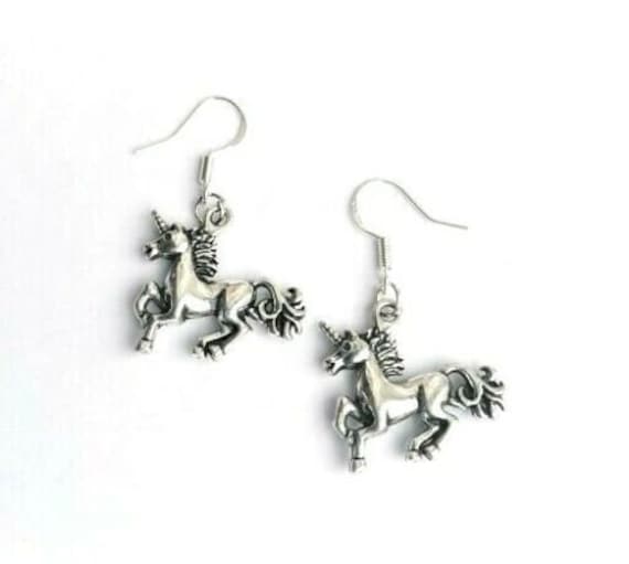 Fun & Funky "Einhorn' Tropfen Ohrringe - 925 Sterling Silber Ohrhaken von PurpleTulipGifts