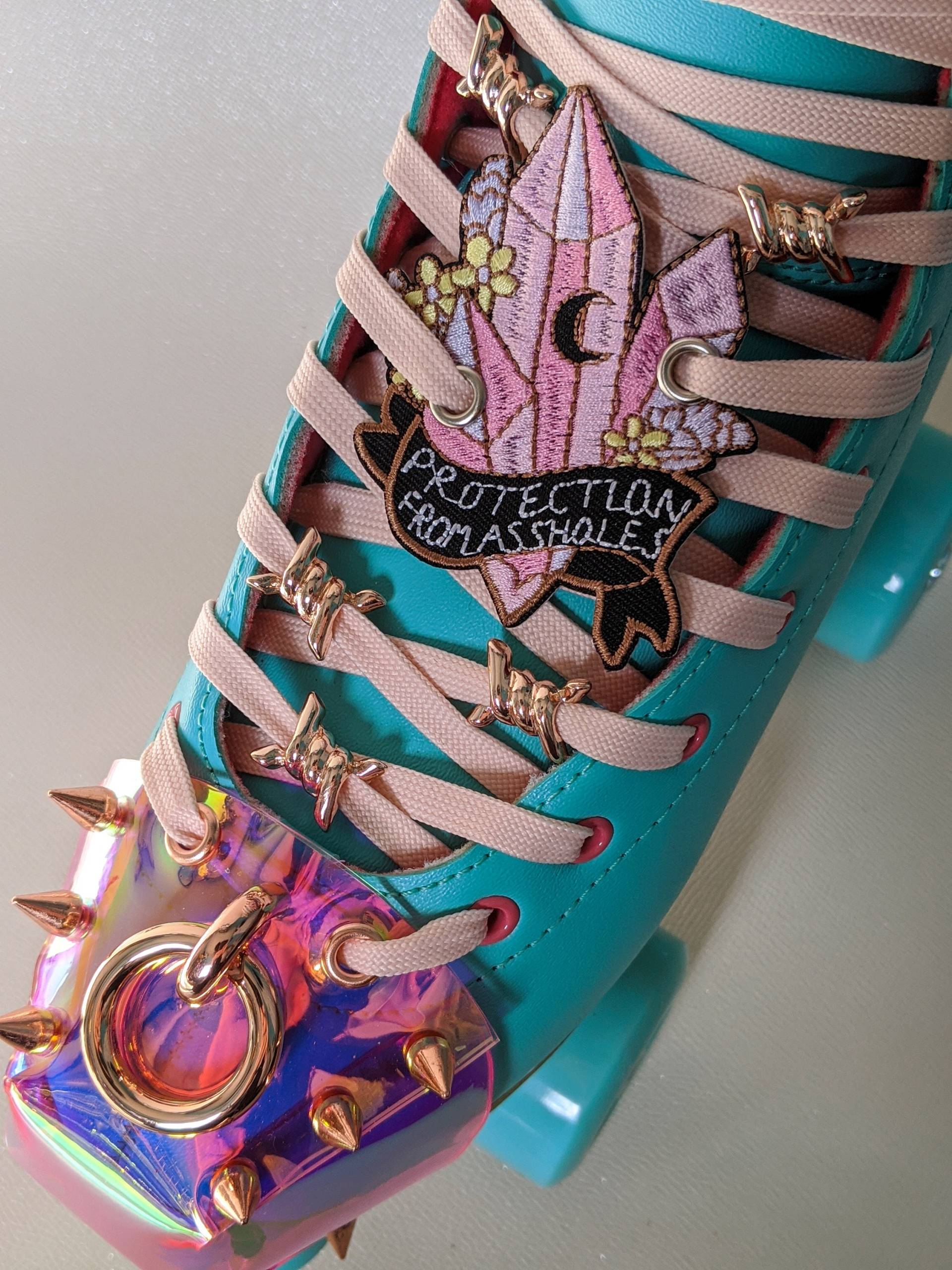 Rollschuh-Patch Aufnäher Accessoires Flower Moon Crystals Spirituelle Hexe Königin - Schutz Vor Dem Bösen Blick Rollschuh-Patch Aufnäher Accessoires Flower Moon Crystals Spirituelle Hexe Königin - Schutz Vor Dem Bösen Blick von Purplefffish