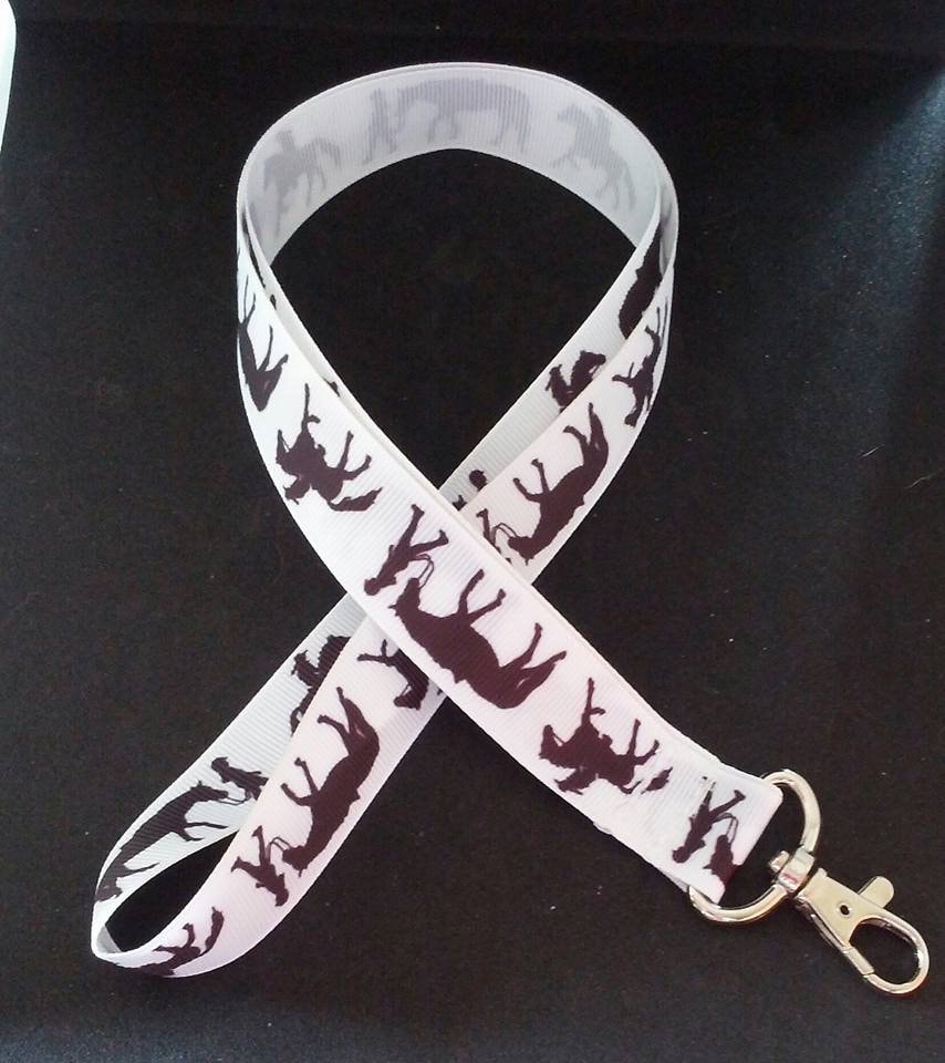 Dressurpferd/Schwarzweißes Pferd Lanyard Ausweishalter Schlüsselband von Purpleponypets