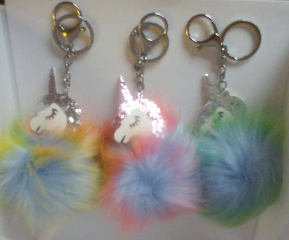 Einhorn Pom Schlüsselanhänger von Purpleponypets