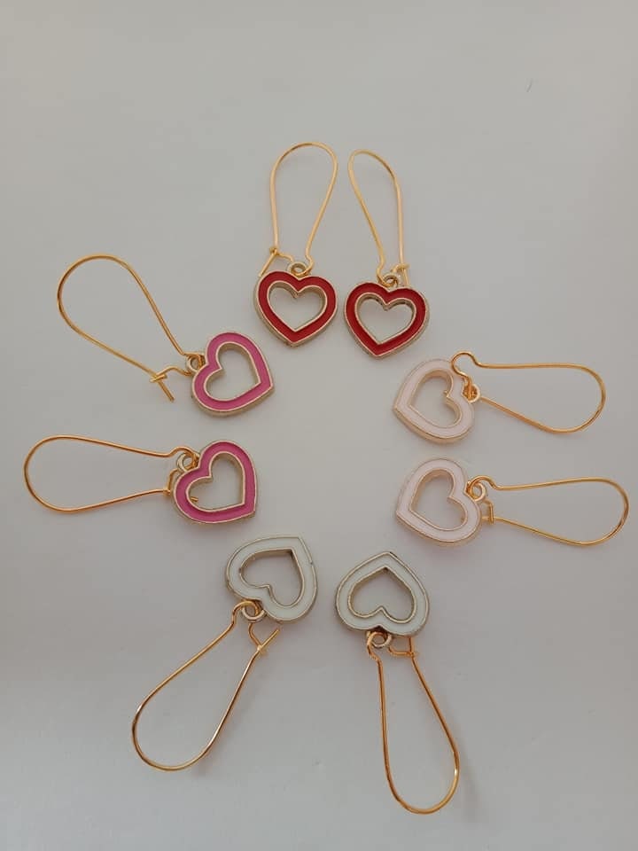 Gold Emaille Liebe Herz Valentinstag Baumeln Ohrringe von Purpleponypets