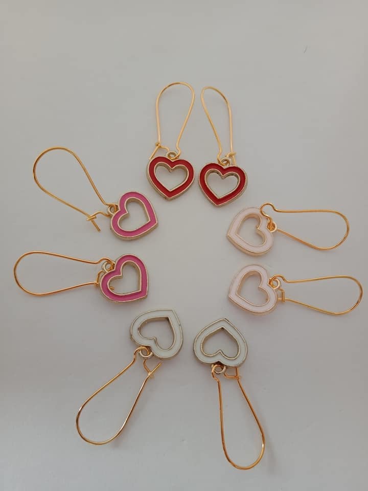 Gold Emaille Liebe Herz Valentinstag Baumeln Ohrringe von Purpleponypets